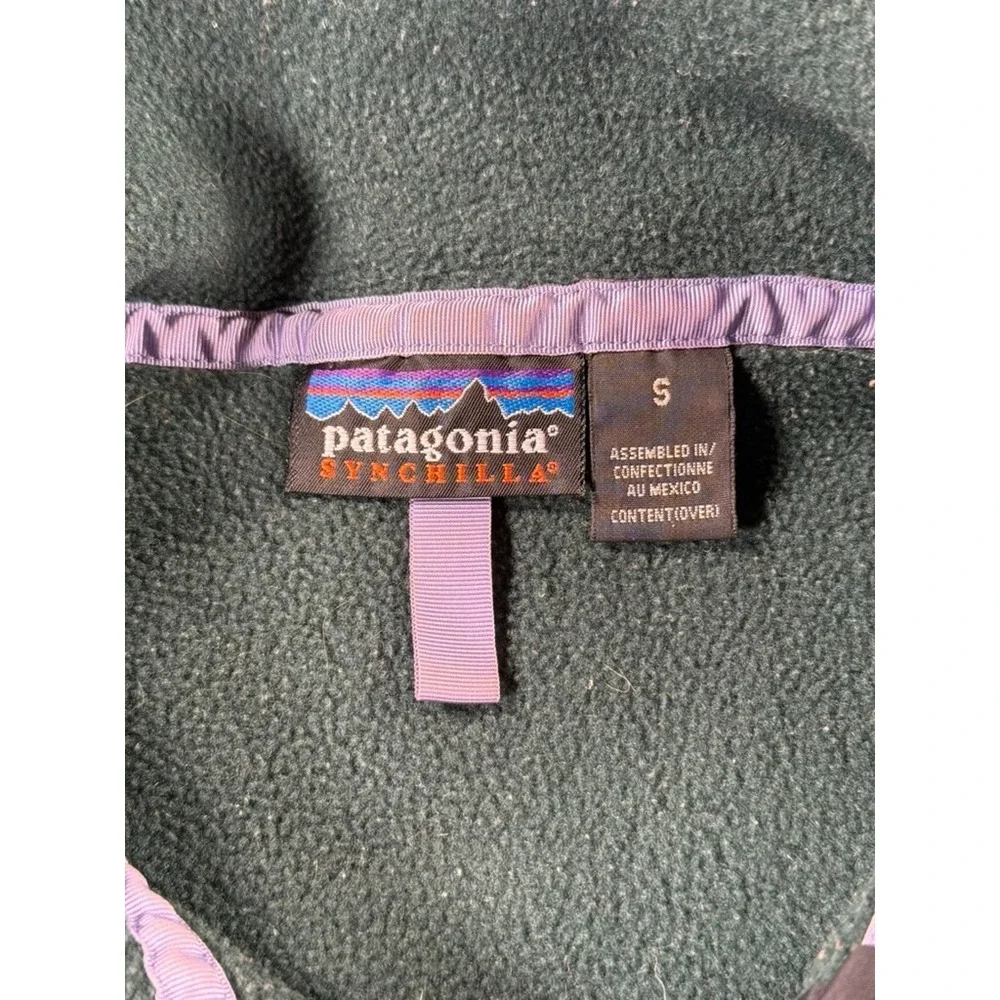 Vintage Patagonia Synchilla Snap Pullover Fleece Jacket Mens‎ Small Green Purple